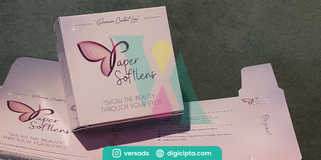 Kemasan softlens Vaper Softlens warna pastel dengan desain kupu-kupu.